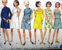 5155 1968 A-LINE DRESS SLEEVES OR NOT,BELT PATTERN 16 38'' 18 40''
